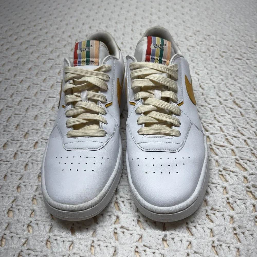 Nike Court Blanc Shoes Womens Size 12 White Leather Low Top Casual CI0808-101